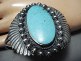 Huge Flank Vintage Native American Navajo Turquoise Sterling Silver Bracelet-Nativo Arts