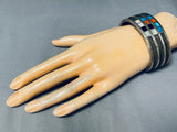 Teresa Signed Vintage Native American Navajo Quadrant Inlay Sterling Silver Turquoise Bracelet-Nativo Arts