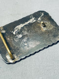 Heavy Best Carico Lake Turquoise Vintage Native American Navajo Sterling Silver Buckle-Nativo Arts