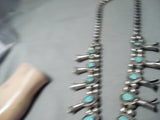 Women's Vintage Native American Navajo Morenci Turquoise Sterling Silver Squash Necklace Old-Nativo Arts