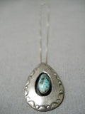 Tremendous Vintage Native American Navajo Pilot Mountain Turquoise Sterling Silver Necklace-Nativo Arts