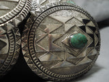 One Of Biggest Vintage Native American Navajo Green Turquoise Sterling Silver Concho Belt-Nativo Arts