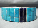 Large Wrist Vintage Native American Navajo Turquoise Inlay Sterling Silver Bracelet-Nativo Arts