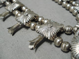 Stunning Vintage Native American Navajo Squash Sterling Silver Blossom Necklace-Nativo Arts