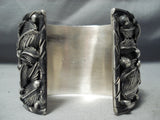 Crazy Buffalo Huge Native American Navajo Turquoise Sterling Silver Bracelet- 210 Grams!-Nativo Arts