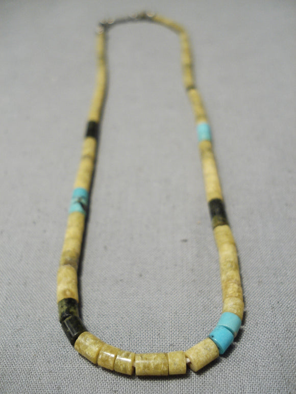 Native American Outstanding Vintage Santo Domingo Turquoise Jet Serpentine Sterling Silver Necklace-Nativo Arts