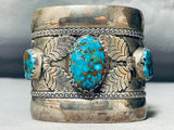 154 Grams Vintage Native American Navajo Spiderwbe Turquoise Sterling Silver Leaf Bracelet-Nativo Arts