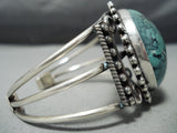 Native American Rare Circular Green Spiderweb Turquoise Sterling Silver Bracelet-Nativo Arts