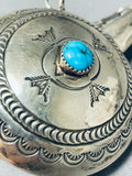 Fabulous Vintage Native American Navajo Morenci Turquoise Sterling Silver Flask-Nativo Arts