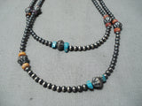 Wrap Around Native American Navajo Turquoise & Spiny Oyster Sterling Silver Necklace L-o-n-g-Nativo Arts