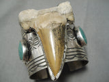 Astounding Vintage Native American Navajo Wide Royston Turquoise Sterling Silver Bracelet-Nativo Arts