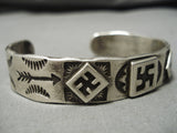 Thick And Sturdy!! Vintage Native American Navajo Whilring Logs Sterling Silver Ingot Bracelet-Nativo Arts