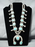 Women's Vintage Native American Navajo Turquoise Sterling Silver Squash Blossom Necklace-Nativo Arts