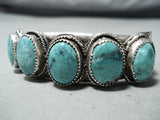 Superb Vintage Native American Navajo 5 Spiderweb Turquoise Sterling Silver Bracelet-Nativo Arts