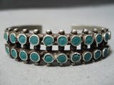 Rare Early Vintage Zuni Native American Navajo Green Turquoise Snake Sterling Silver Bracelet-Nativo Arts