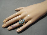 Important Vintage Native American Navajo #8 Turquoise Sterling Silver Ring-Nativo Arts