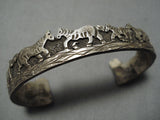 Important Detailed Vintage Native American Navajo Becenti Horse Sterling Silver Bracelet Old-Nativo Arts