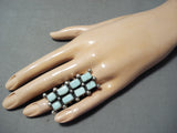 Superb San Felipe 8 Turquoise Squares Sterling Silver Ring Native American-Nativo Arts