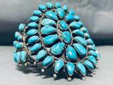 Museum Quality Vintage Native American Navajo Outside Signed Turquoise Sterling Silver Bracelet-Nativo Arts