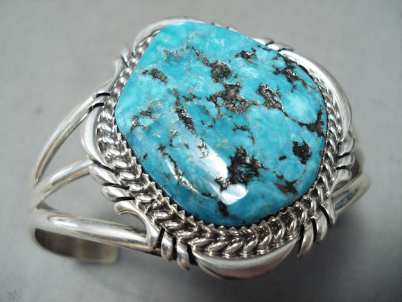 Tremendous Vintage Native American Navajo Morenci Turquoise Sterling Silver Bracelet-Nativo Arts
