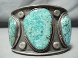 One Biggest Men's Vintage Native American Navajo Carico Lake Turquoise Sterling Silver Bracelet-Nativo Arts