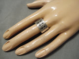 Very Unique!! Yei Rug Vintage Navajo Sterling Silver Native American Ring Old-Nativo Arts