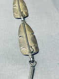 One Of The Best Vintage Native American Navajo Leaf Turquoise Sterling Silver Necklace-Nativo Arts