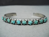 Ben Haley Vintage Native American Zuni Blue Gem Turquoise Sterling Silver Braclet Old-Nativo Arts
