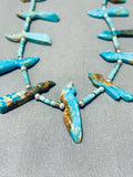 One Of The Best Hand Carved Bird Turquoise Vintage Native American Zuni Sterling Silver Necklace-Nativo Arts