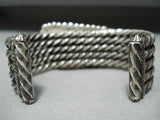 Very Heavy Coil Vintage Native American Navajo #8 Turquoise Sterling Silver Bracelet-Nativo Arts