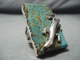 Fabulous San Felipe 8 Turquoise Sterling Silver Gekko Ring Native American-Nativo Arts