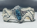 Important Lander Blue Turquoise Vintage Native American Navajo Sterling Silver Bracelet-Nativo Arts