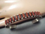 Fantastic Zuni Coral Sterling Silver Bracelet Native American-Nativo Arts