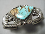 Opulent Vintage Native American Navajo Huge Button Sterling Silver Turquoise Bracelet Old-Nativo Arts