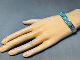 Superior Native American Zuni Authentic Turquosie Snake Sterling Silver Bracelet-Nativo Arts