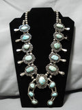 One Of The Best Vintage Native American Navajo Turquoise Sterling Silver Squash Blossom Necklace-Nativo Arts