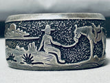 Authentic Thomas Singer Vintage Native American Navajo Detailed Sterling Silver Bracelet-Nativo Arts