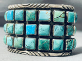 One Of The Best Vintage Native American Navajo Square Turquoise Sterling Silver Bracelet-Nativo Arts