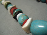 Native American Important Vintage Santo Domingo Native #8 Turquoise Sterling Silver Necklace-Nativo Arts