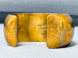 Luminous Vintage Signed Native American Navajo Solid Brass Huge Bracelet-Nativo Arts