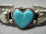 Important Vintage Native American Navajo Heart Turquoise Sterling Silver Dave Reeves Bracelet-Nativo Arts