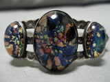 Very Rare Vintage Native American Navajo Opalescence Sterling Silver Bracelet Old-Nativo Arts