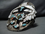 Opulent Vintage Native American Zuni Kendalll Shebola Turquoise Sterling Silver Dancer Bracelet-Nativo Arts