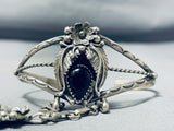 Marvelous Vintage Native American Navajo Black Onyx Sterling Silver Slave Bracelet-Nativo Arts