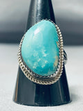 Signed Vintage Native American Navajo Turquoise Sterling Silver Rope Ring Old-Nativo Arts
