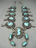 Rare Turquoise Vintage Native American Navajo Sterling Silver Squash Blossom Necklace-Nativo Arts