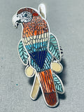The Most Detailed Hand Carved Native American Turquoise Sterling Silver Parrot-Nativo Arts