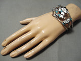 Museum Vintge Zuni Native American Navajo Turquoise Coral Sterling Silver Bird Bracelet-Nativo Arts