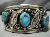 Colossal Vintage Native American Navajo Old Persin Turquoise Sterling Silver Bracelet Old-Nativo Arts