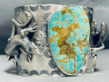 Lizard Huge Mens Native American Turquoise Sterling Silver Bracelet-Nativo Arts